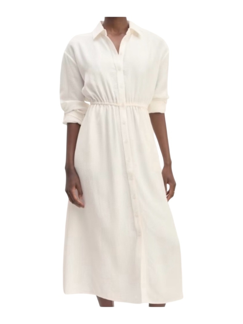 NWT Everlane The Mini Jacquard Stripe‎ Shirt Dress Cream Midi Sz. XL